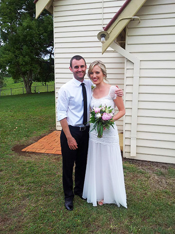 Sarah and Joe's Wedding with Marry Me Marilyn at St Aidan's Church Eureka in Northern NSW